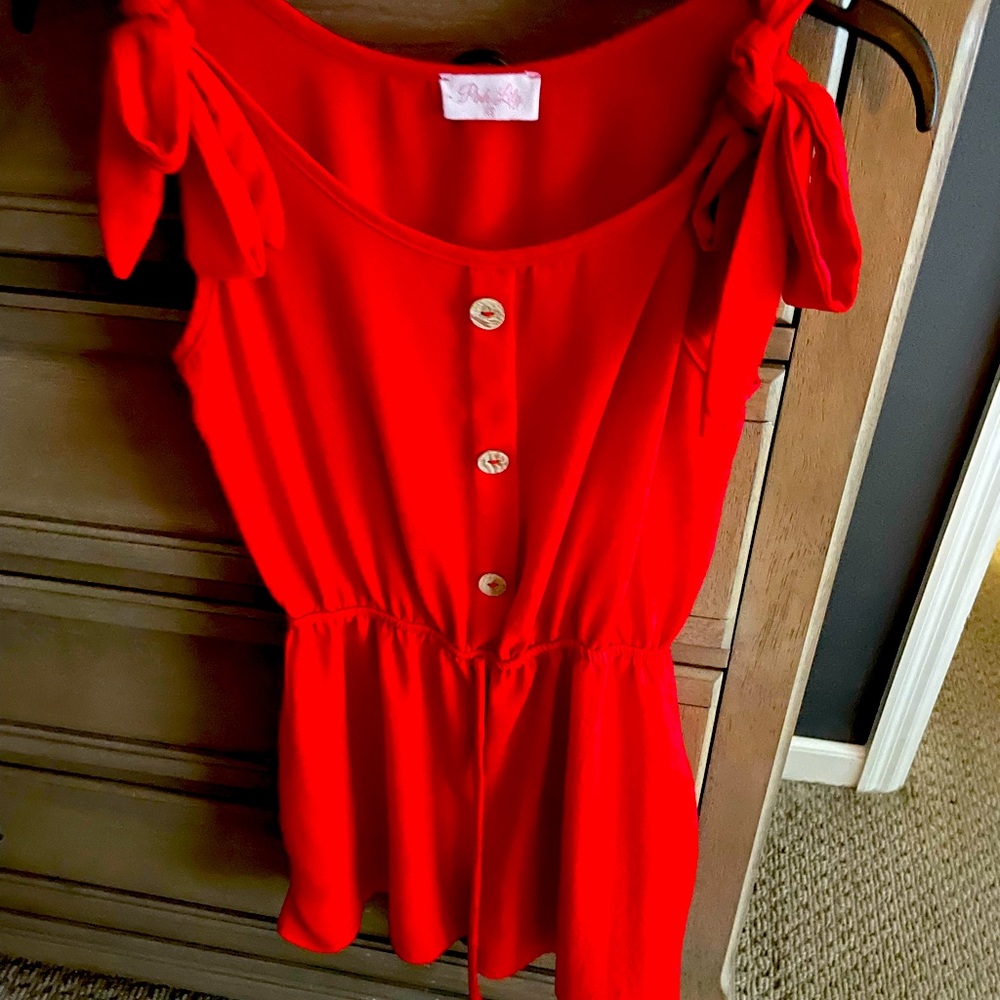 Pink lily red romper